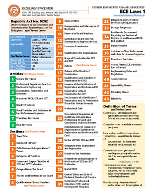 ece laws 1 lecture notes 1 bsece studocu excel review center schedule