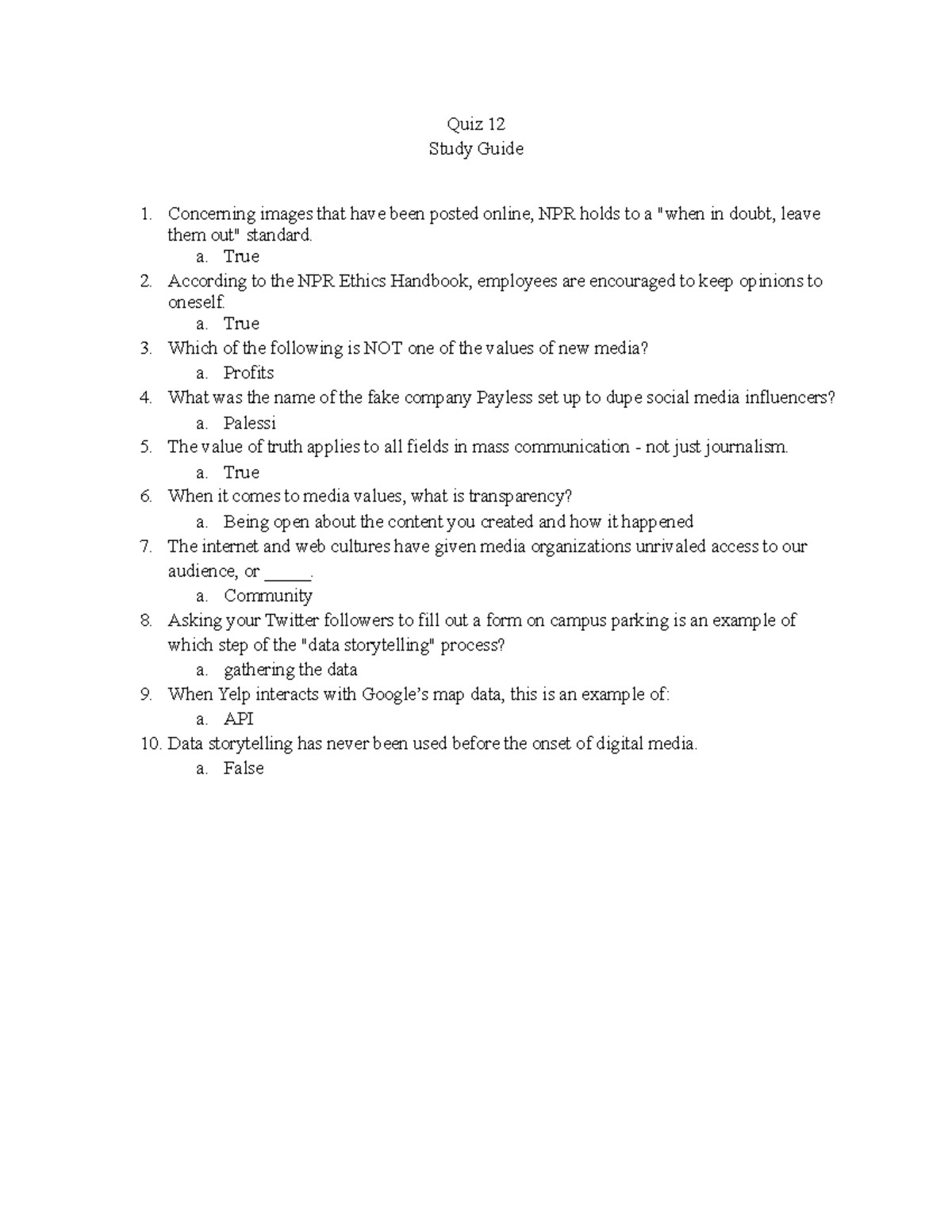 FDOM Quiz 12 - Study Guide - Quiz 12 Study Guide Concerning images that ...