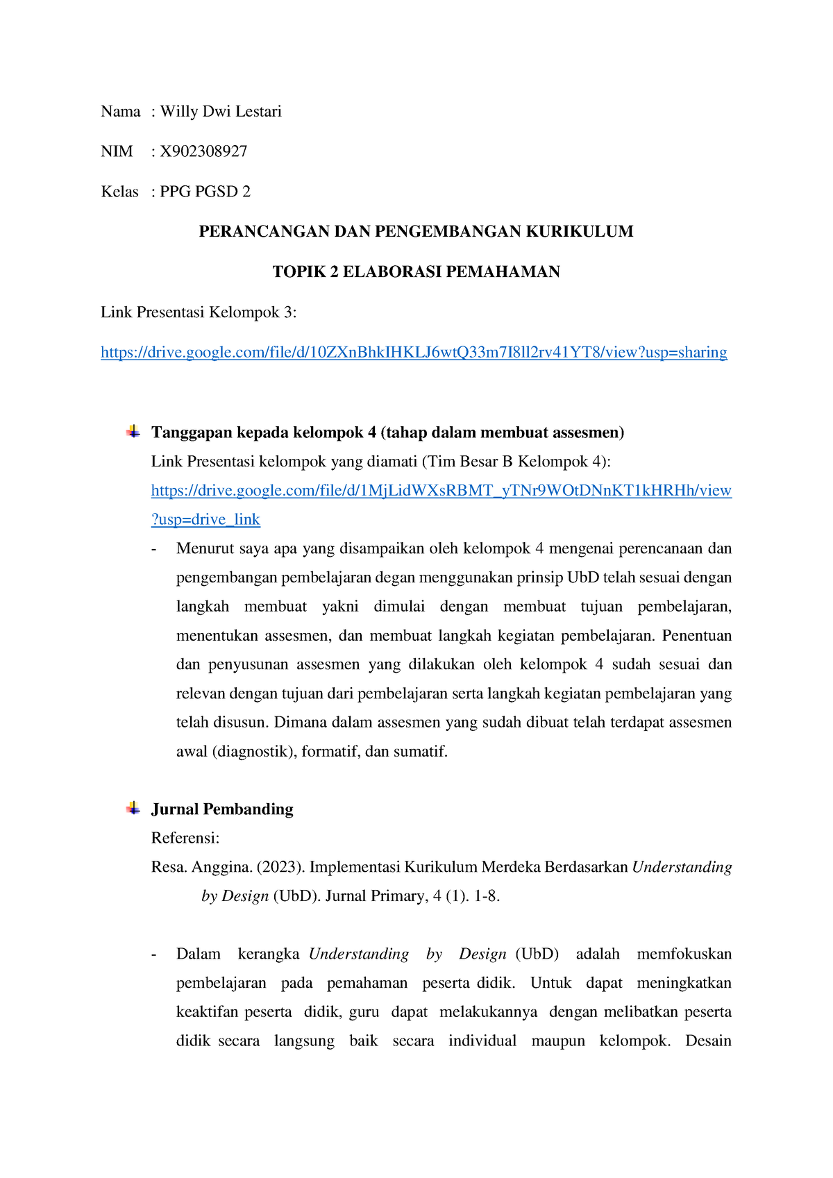 Elaborasi Pemahaman T2 Pengembangan Kurikulum - Nama : Willy Dwi ...