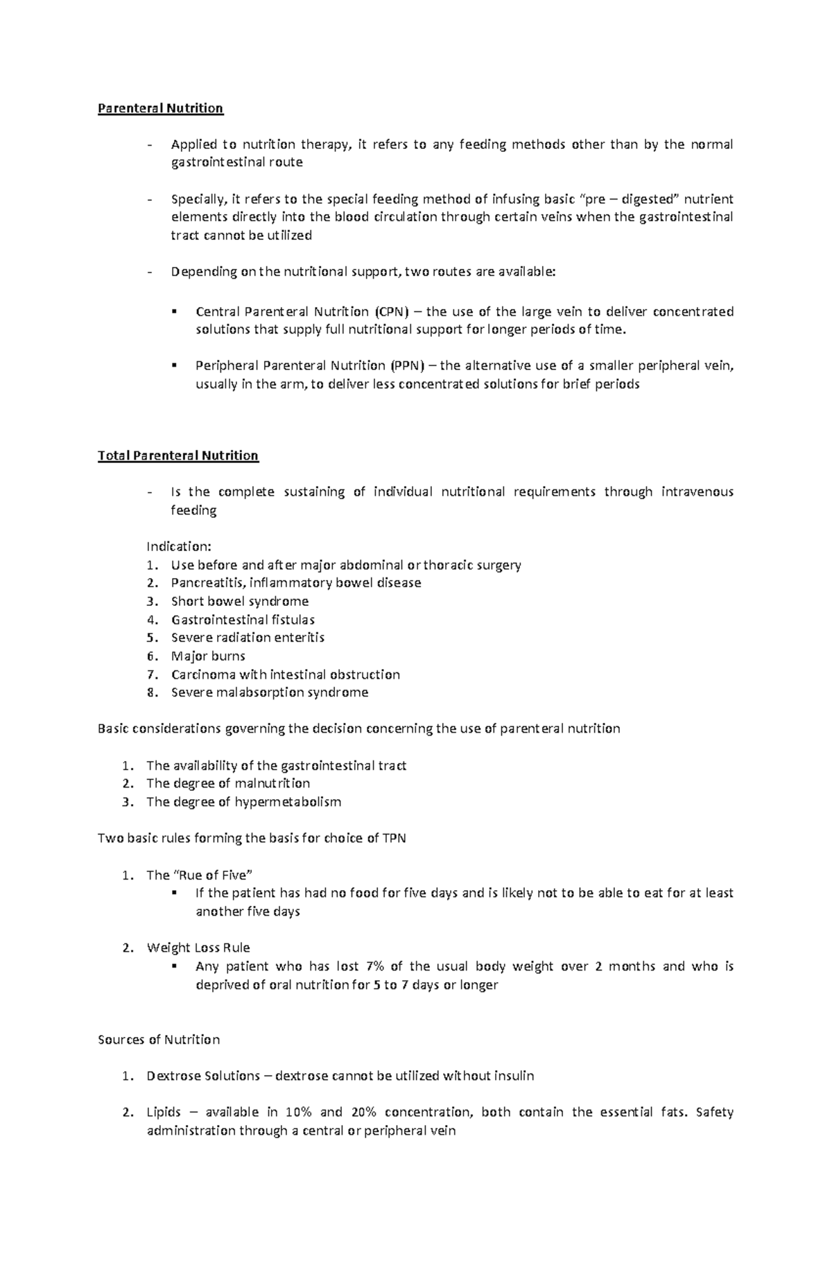 Parenteral Nutrition and Total Parenteral Nutrition - Parenteral ...