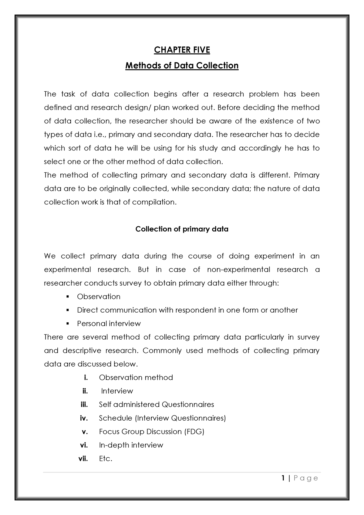 Ch 5 Data Collection Methods CHAPTER FIVE Methods of Data Collection