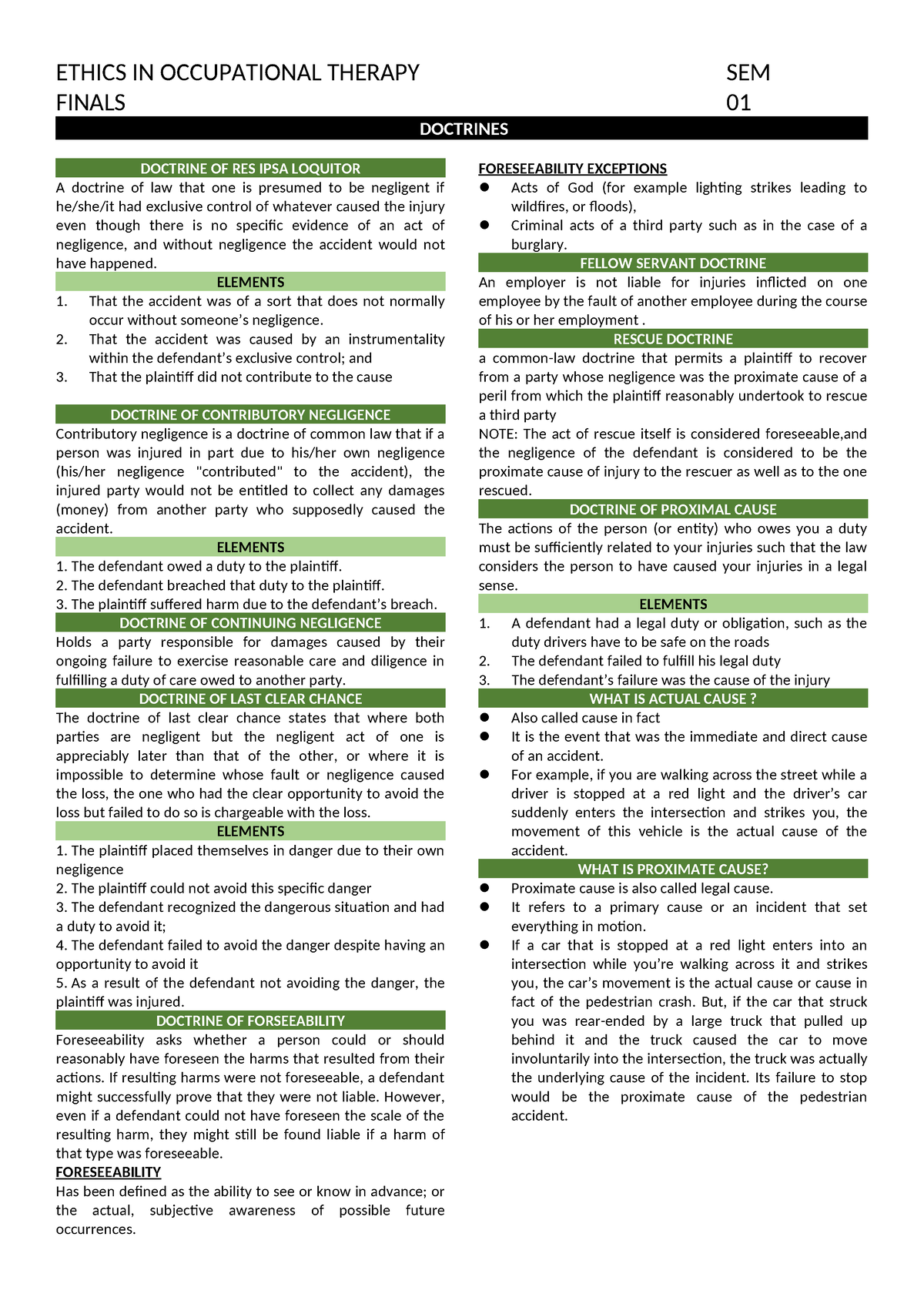 Ethics Finals Transes - FINALS 01 DOCTRINES DOCTRINE OF RES IPSA ...