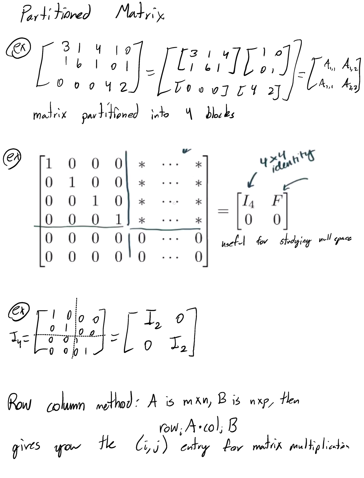 2.4 Partitioned Matricies - ####### Partitioned Matrix I feint 00042 ...