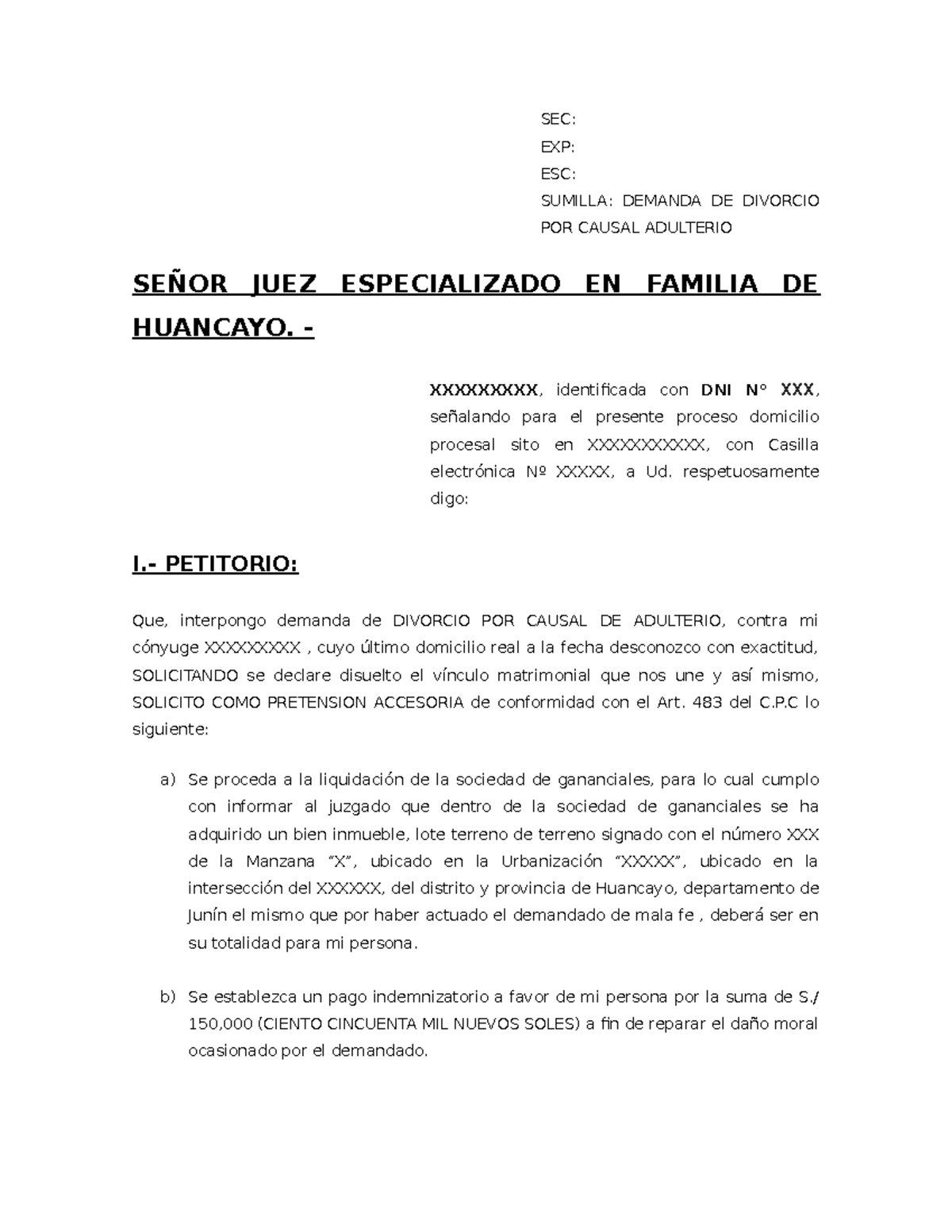 Demanda De Divorcio Por Adulterio Pdf Porn Sex Picture