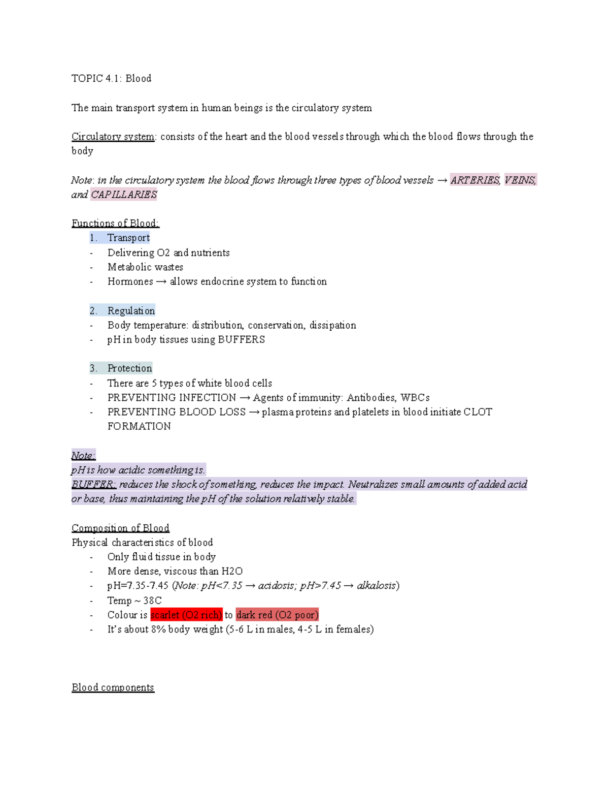 Blood ANP1105 - TOPIC 4: Blood The Main Transport System In Human ...