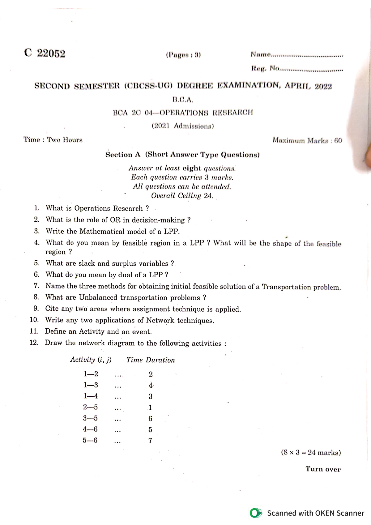 BCA QUESTION PAPER - Bachelor's Of Computer Application (BCA) - Studocu