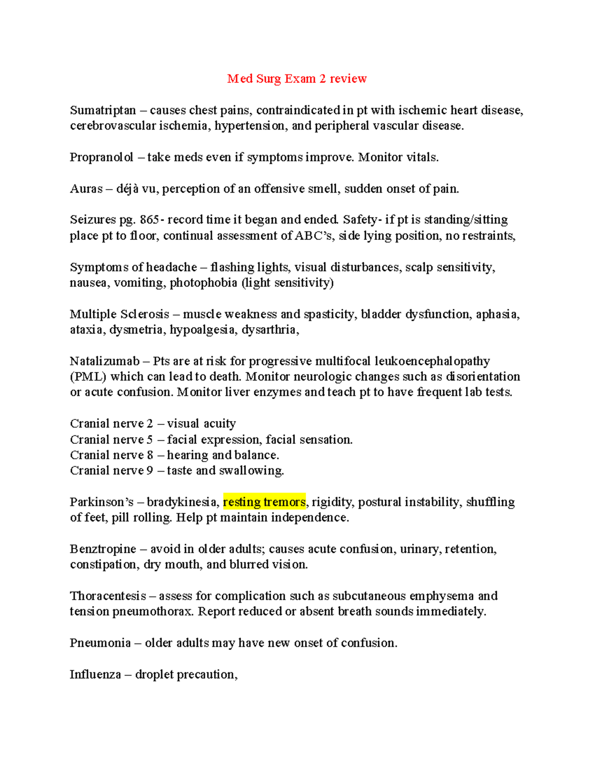 Med surd Exam 2 - Summary Concepts of Medical Surgical Nursing - Med ...