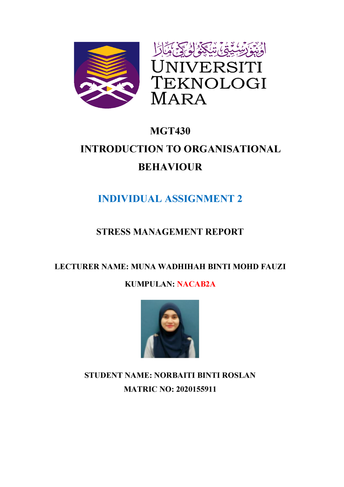 Mgt430 Individual Assignment 2 15 5911 Norbaiti Binti Roslan Studocu