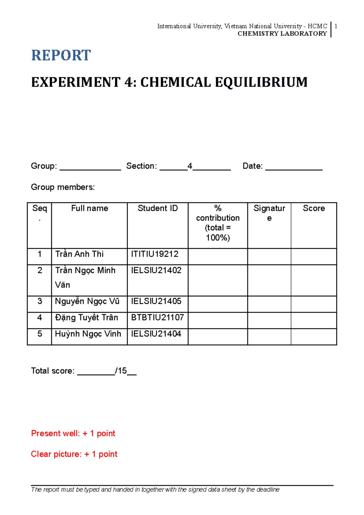 Report 4 Material CHEMISTRY LABORATORY REPORT EXPERIMENT 4