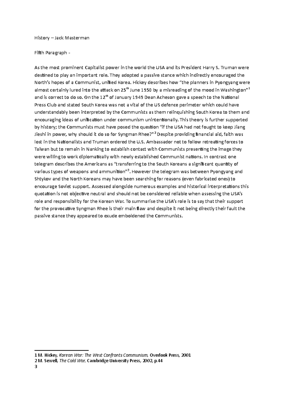 5 paragraph essay about the korean war