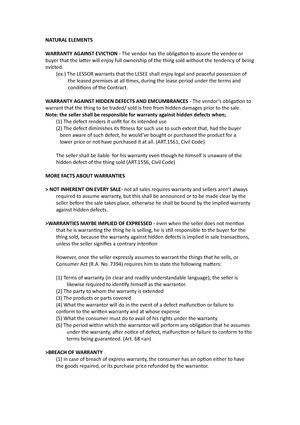 Obligations OF THE Vendor - OBLIGATIONS OF THE VENDOR (NOTES) Accdg to ...