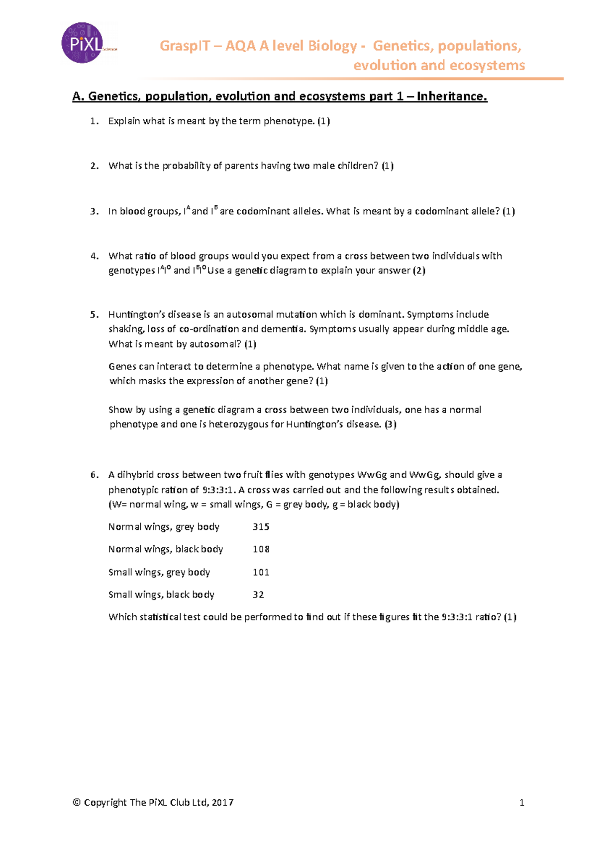 AQA Biology Genetics, Populations, Evolution And Ecosystems Grasp IT A ...