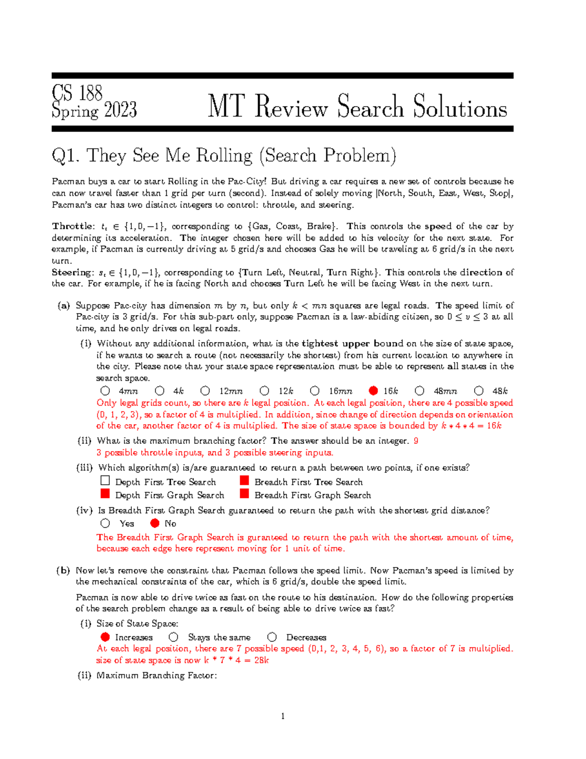 Mtsearchsols Midterm review session CS 188 Spring 2023 MT Review