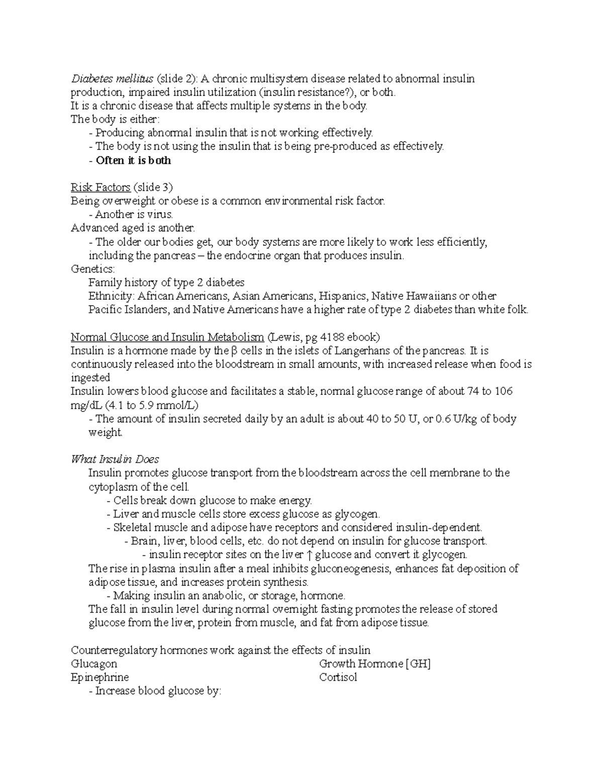 Intro to Diabetes Mellitus - Diabetes mellitus (slide 2): A chronic ...