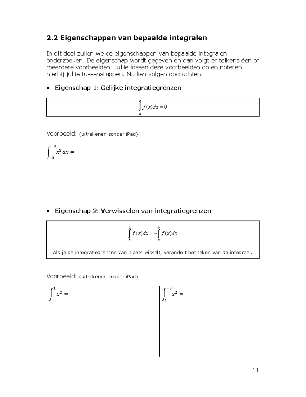 Bundel Integralen P.11-15 - DEEL 3 - 2 Eigenschappen Van Bepaalde ...