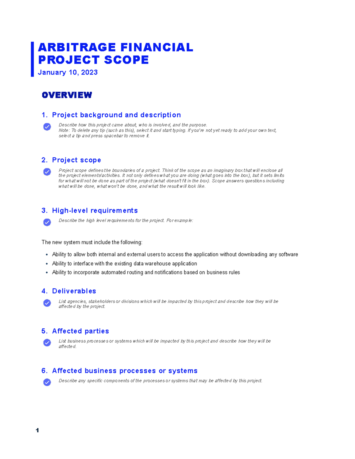 Document 1 businees scope - ARBITRAGE FINANCIAL PROJECT SCOPE January ...