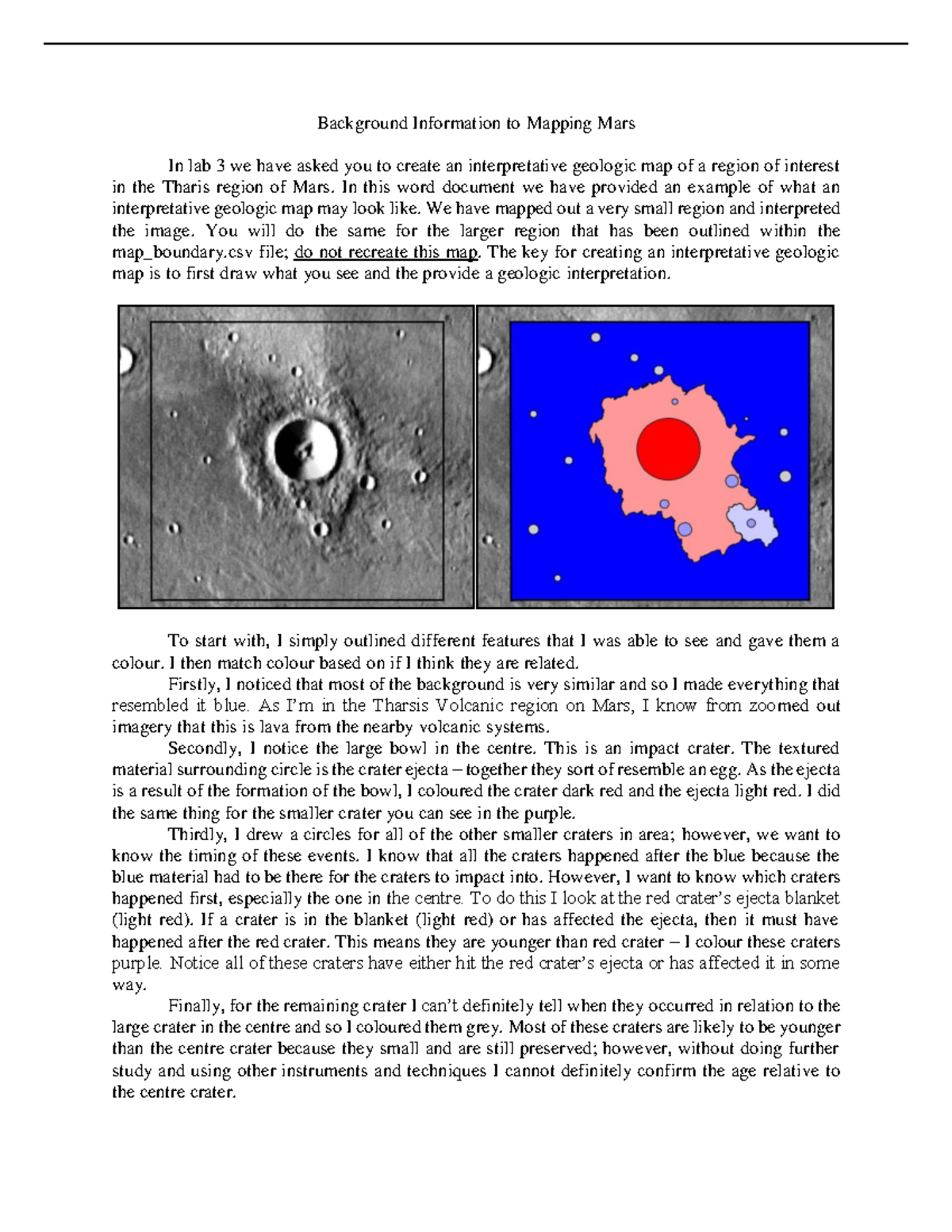 Background Information to Mapping Mars 1 - In this word document we ...