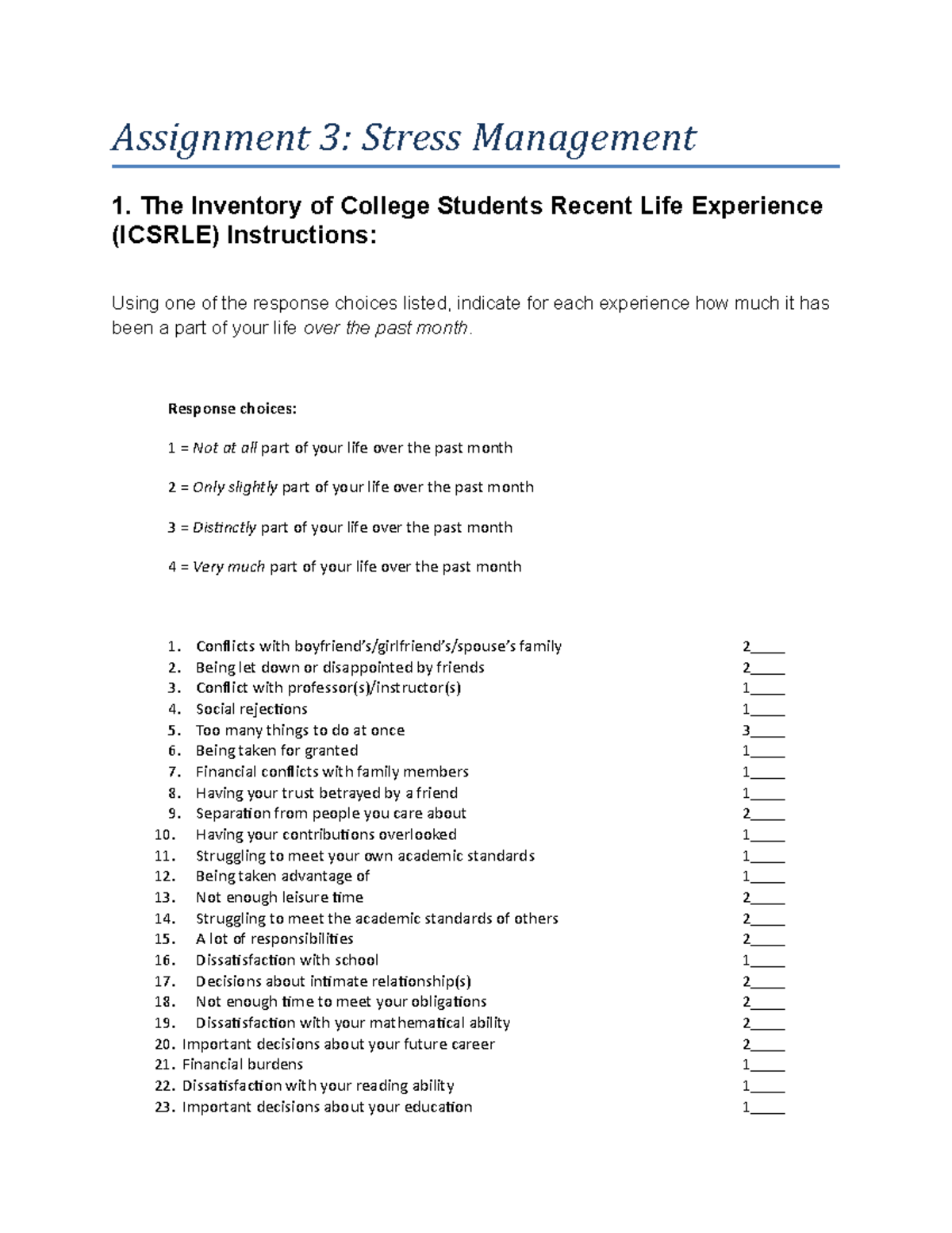 assignment of stress