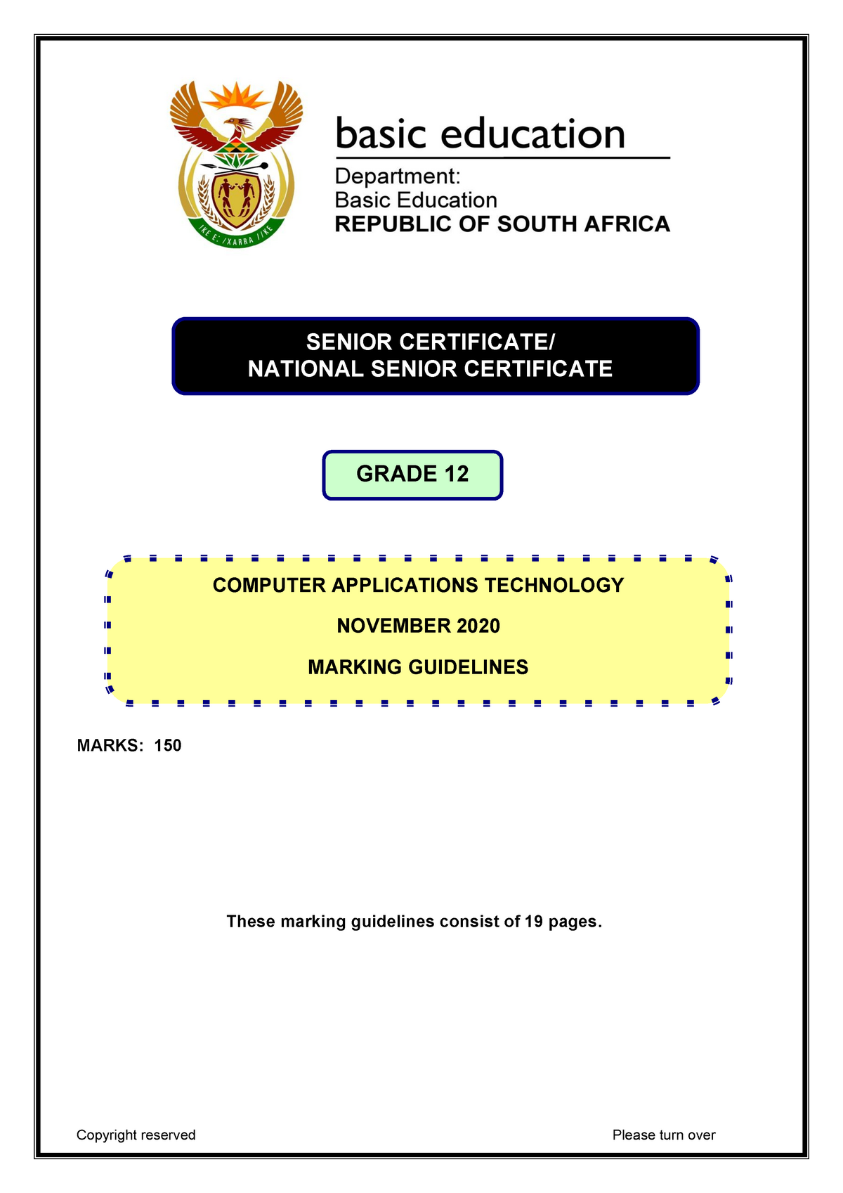 Computer Application Technology P2 Nov 2020 Memo Eng - MARKS: 150 These ...