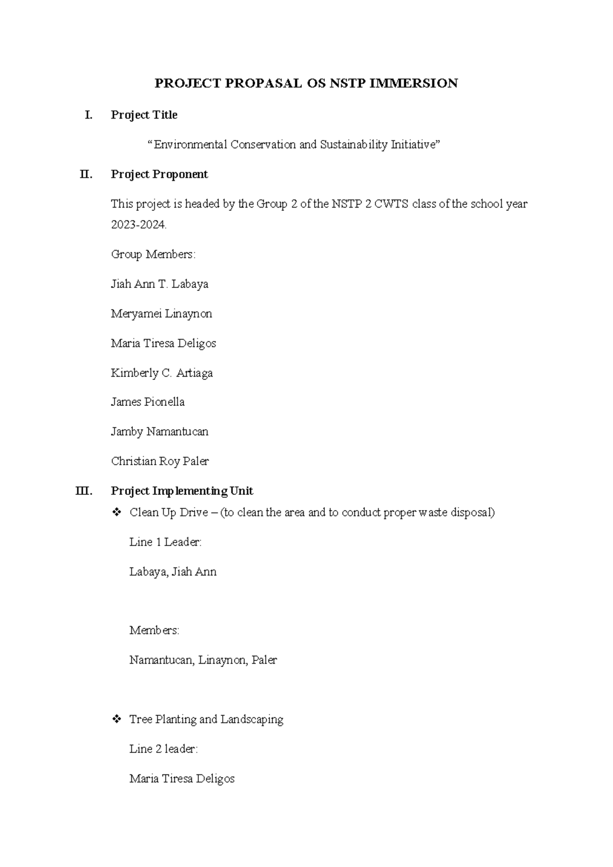 Project Propasal OS NSTP Immersion - PROJECT PROPASAL OS NSTP IMMERSION ...