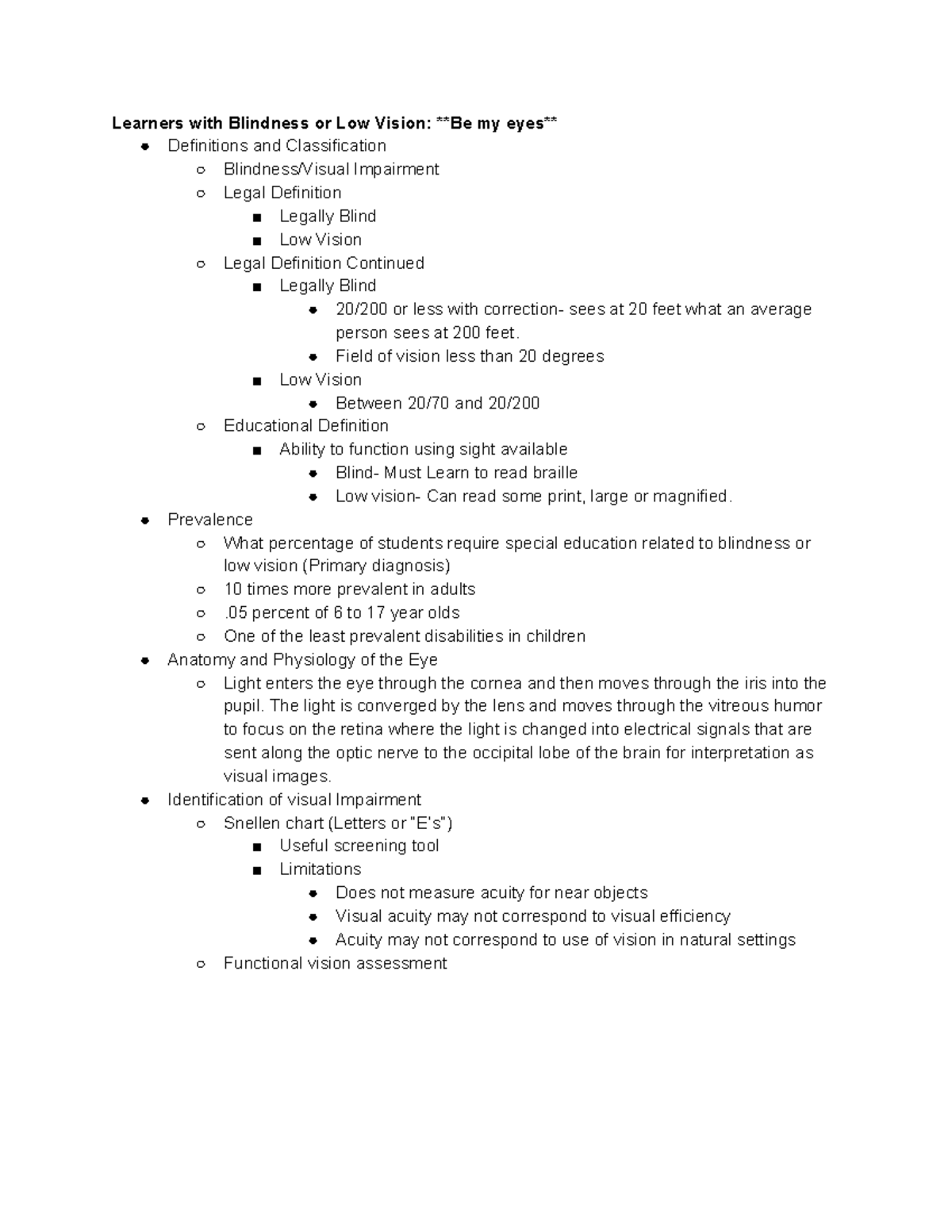 Low Vision, Blind - Lecture notes 5/7 - Learners with Blindness or Low ...