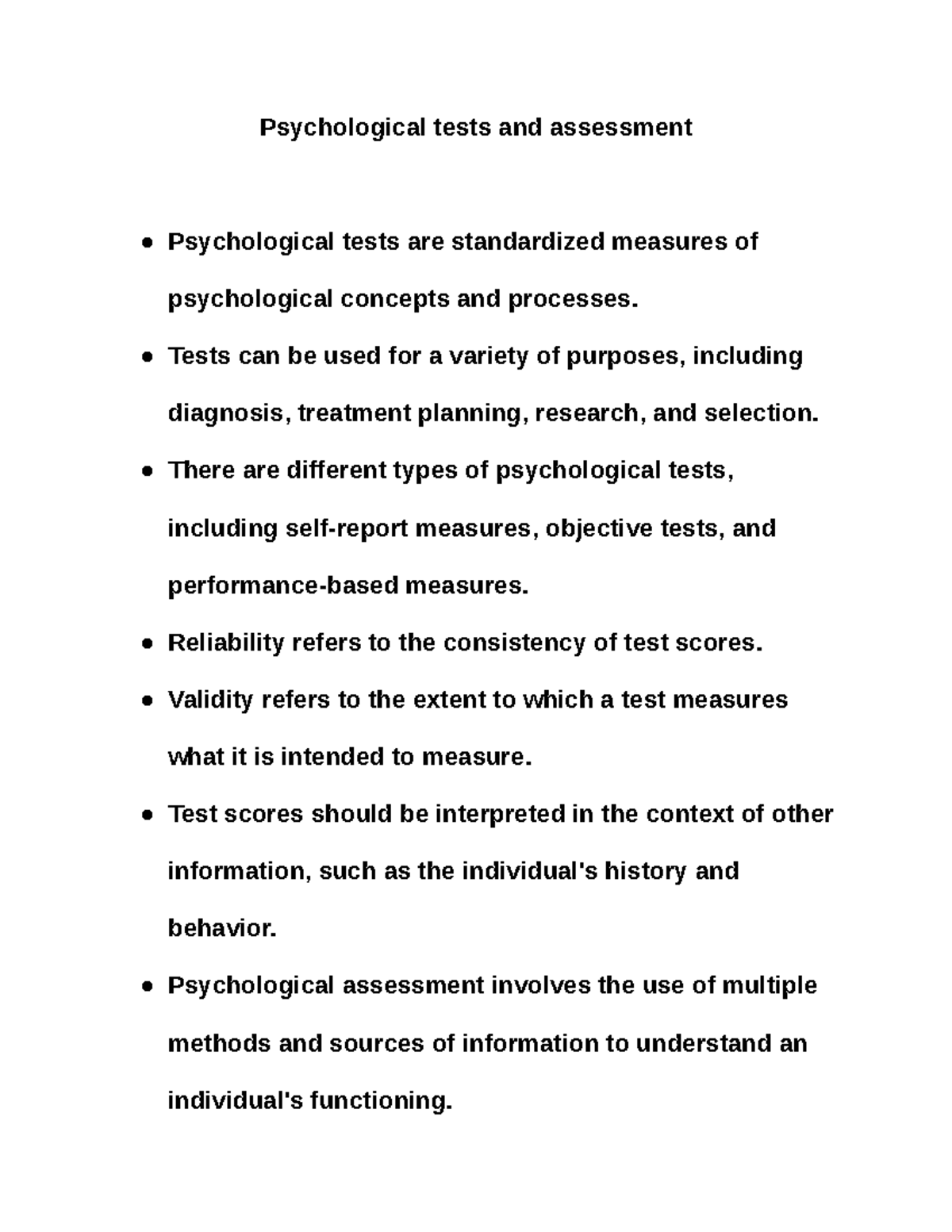 Psychological Tests And Assessment - Google Docs - Psychological Tests ...