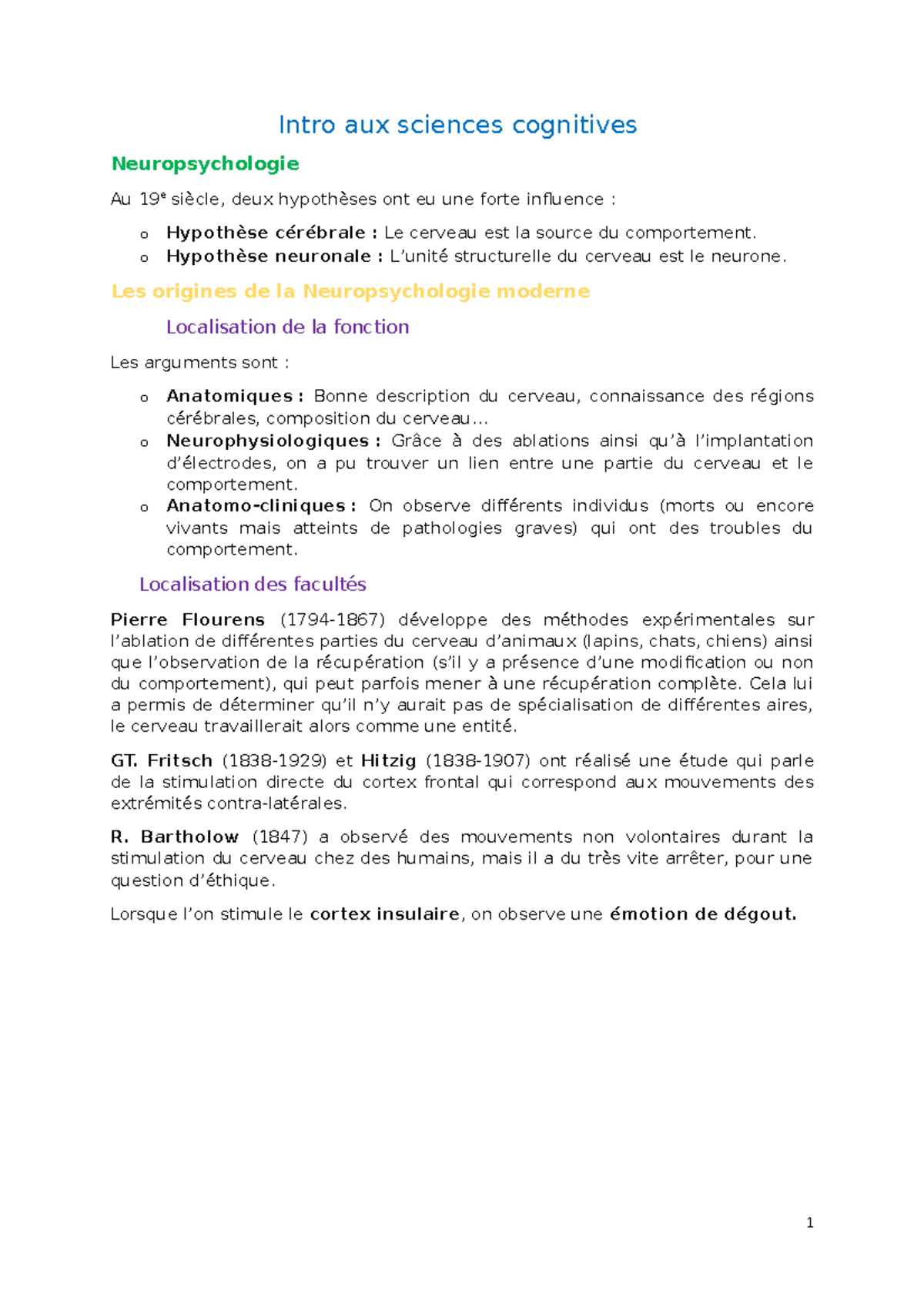 6 - Neuropsychologie - Notes de cours 6 - Intro aux sciences cognitives ...