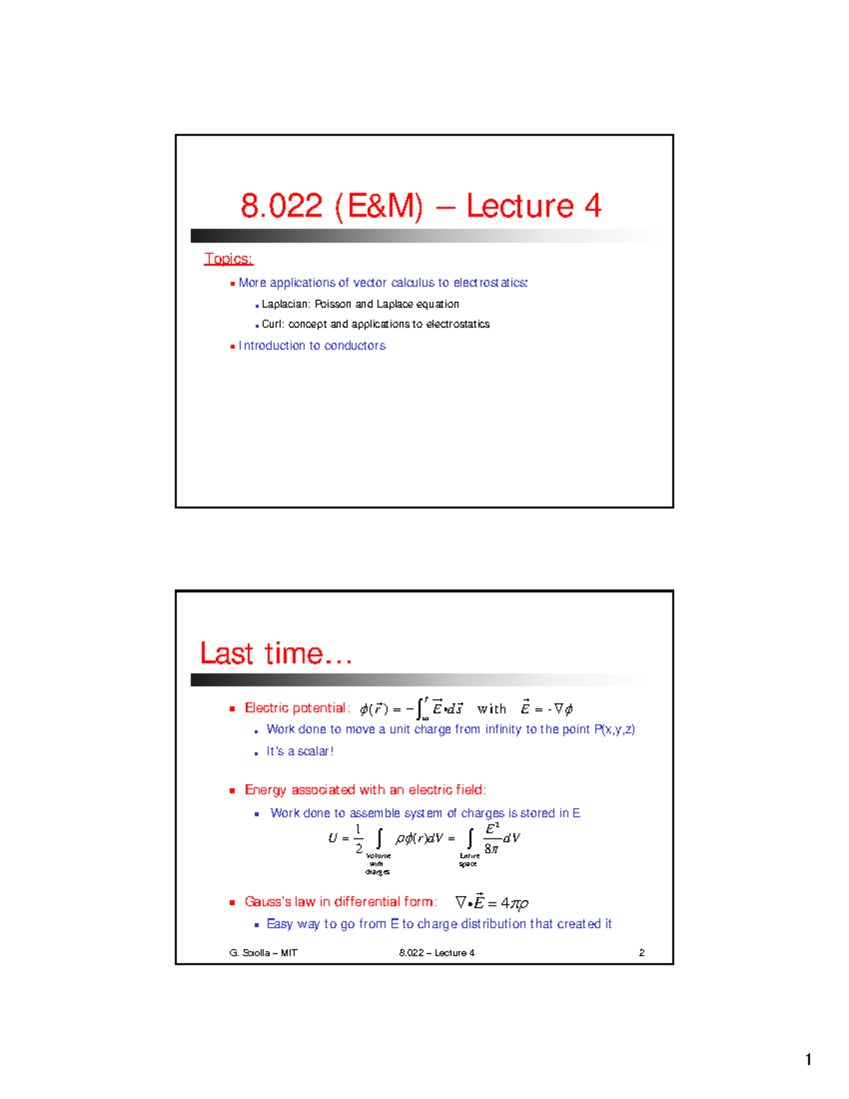 94fbcd2167568164328 feac8e82c6019 lecture 4 - Topics: 8 (E&M) – Lecture ...