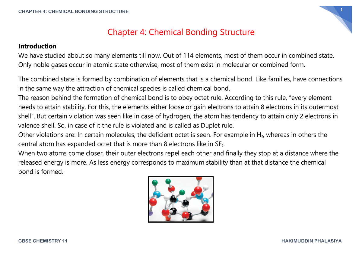 Chapter 4-Chemistry Chemical Bonding Structure-ef - CHAPTER 4: CHEMICAL ...