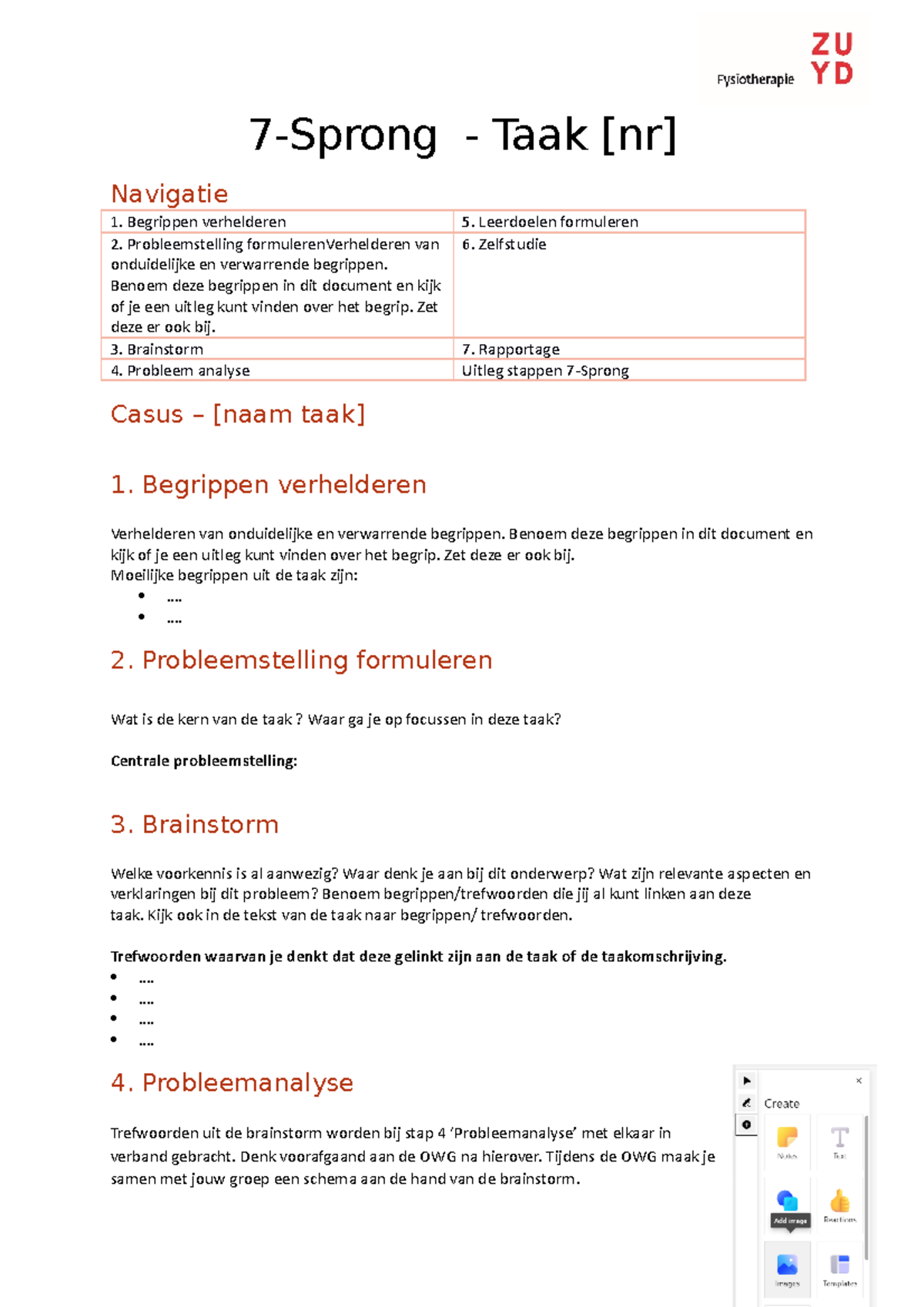 7-sprong Document Format - 7-Sprong - Taak [nr] Navigatie Begrippen ...