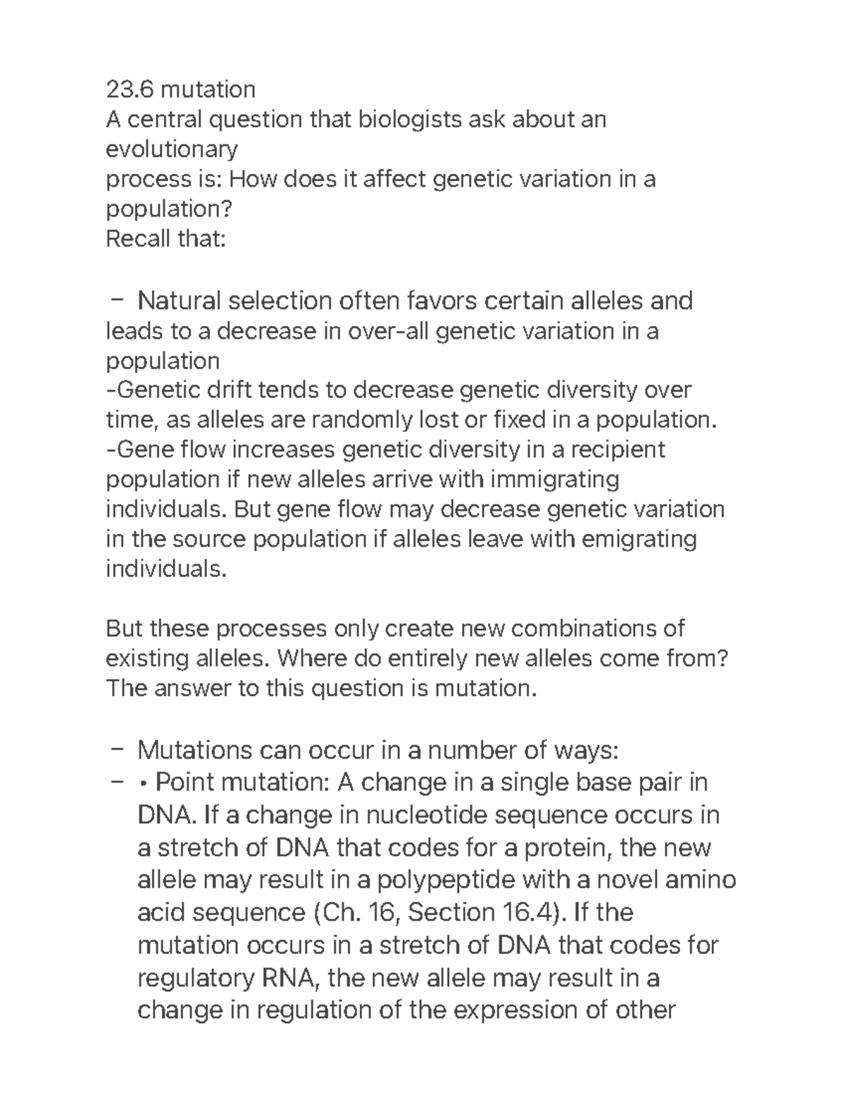 23.6 mutation - chapter 23 - 23 mutation A central question that ...