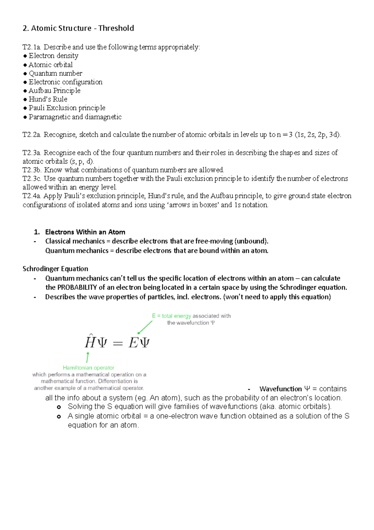 2. Atomic Structure Threshold 2. Atomic Structure Threshold T2