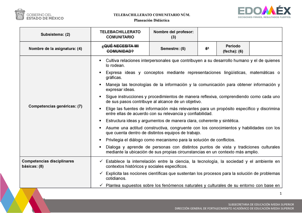 Desarrollo Comunitario 3°III - Planeación Didáctica Subsistema: (2 ...