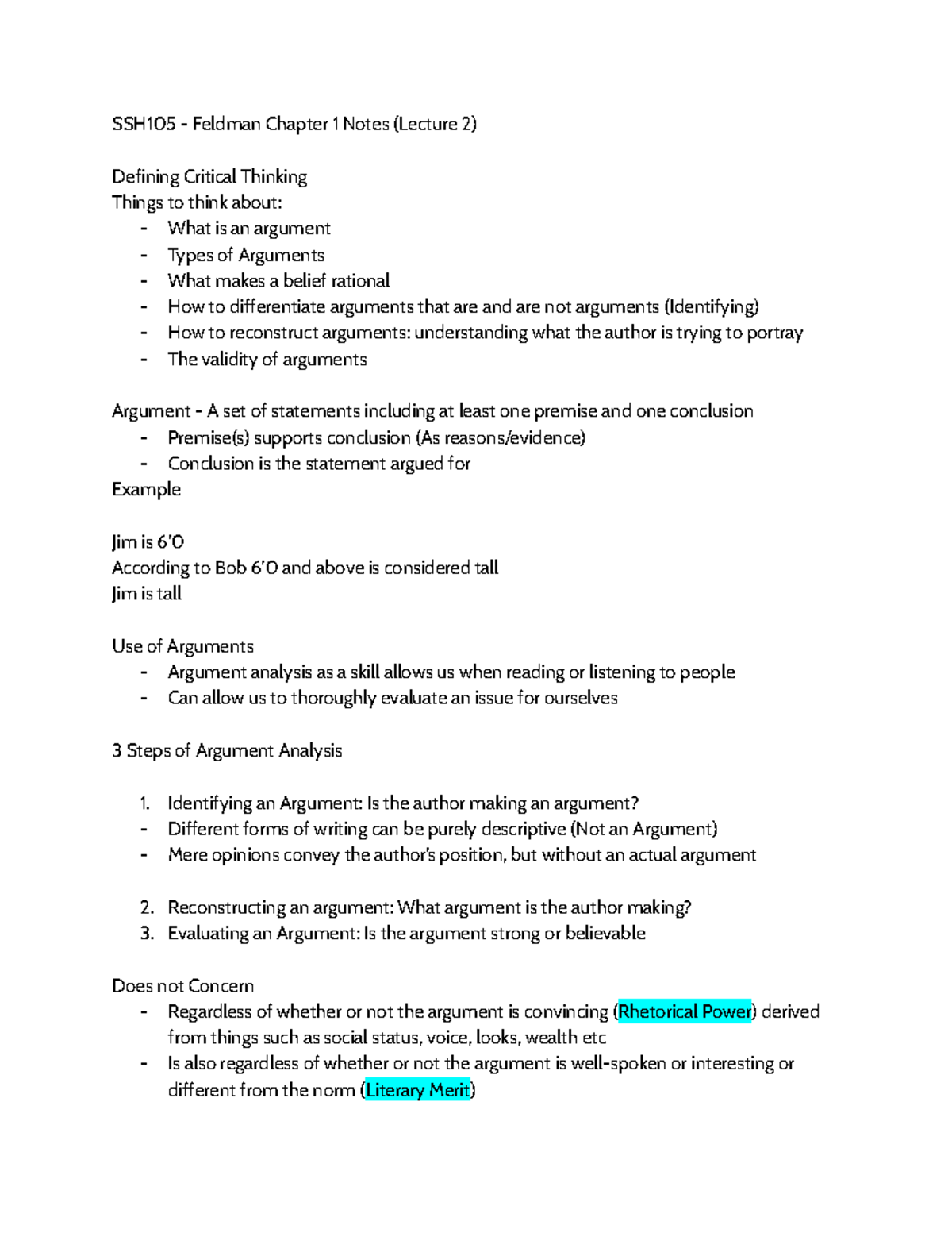 SSH105 - Feldman Chapter 1 Notes (Lecture) - SSH105 - Feldman Chapter 1 ...