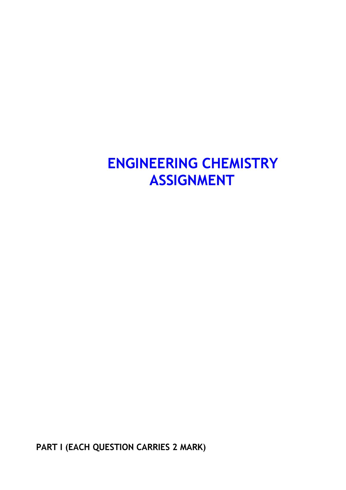 engineering chemistry assignment