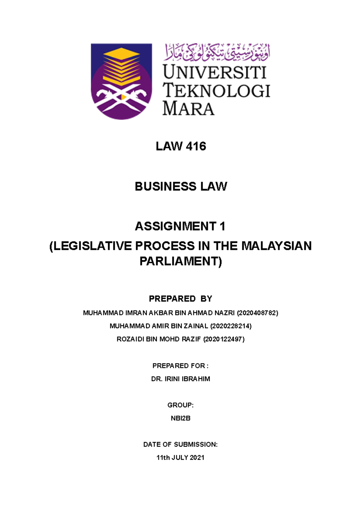 legislative process in malaysia essay