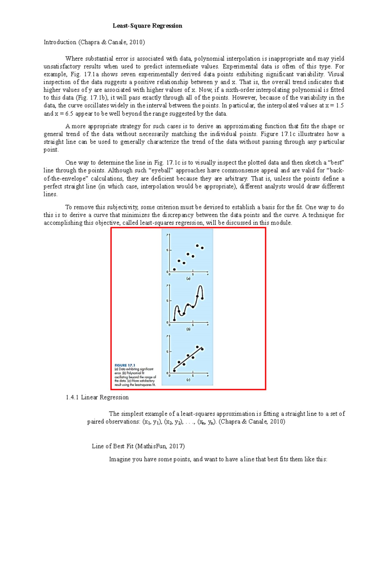 Least-Square Regression - Least-Square Regression Introduction (Chapra ...