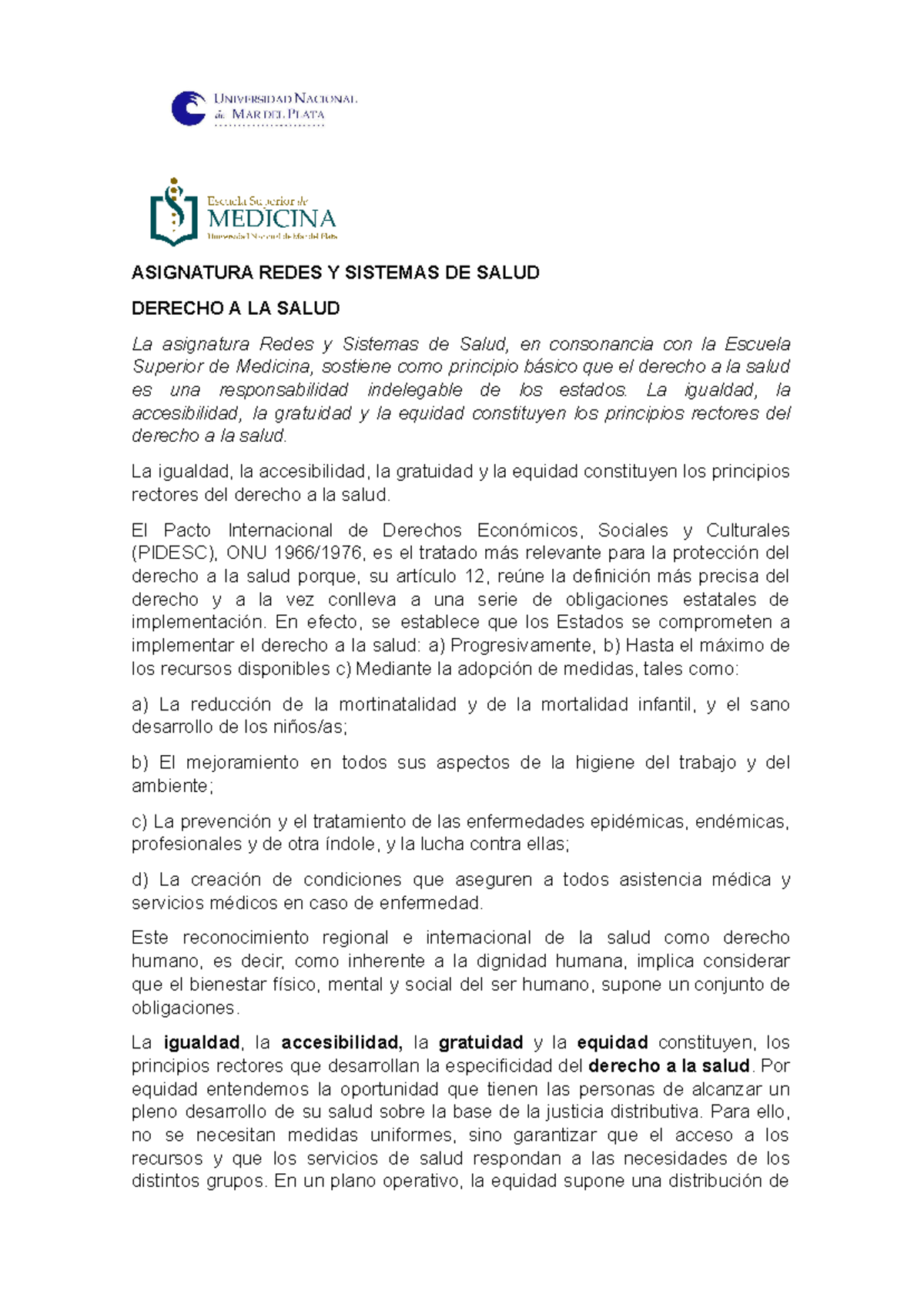 Derecho a la salud Ry SS - jdjskslamdnnxdmmd - ASIGNATURA REDES Y ...