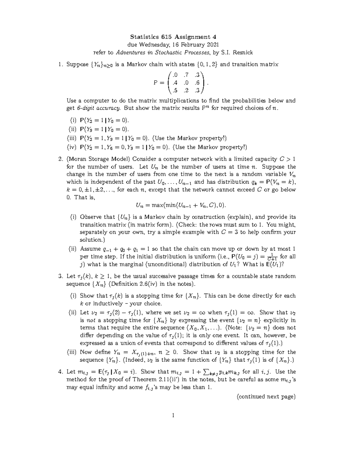 615hw4 - Homework - Statistics 615 Assignment 4 due Wednesday, 16 ...
