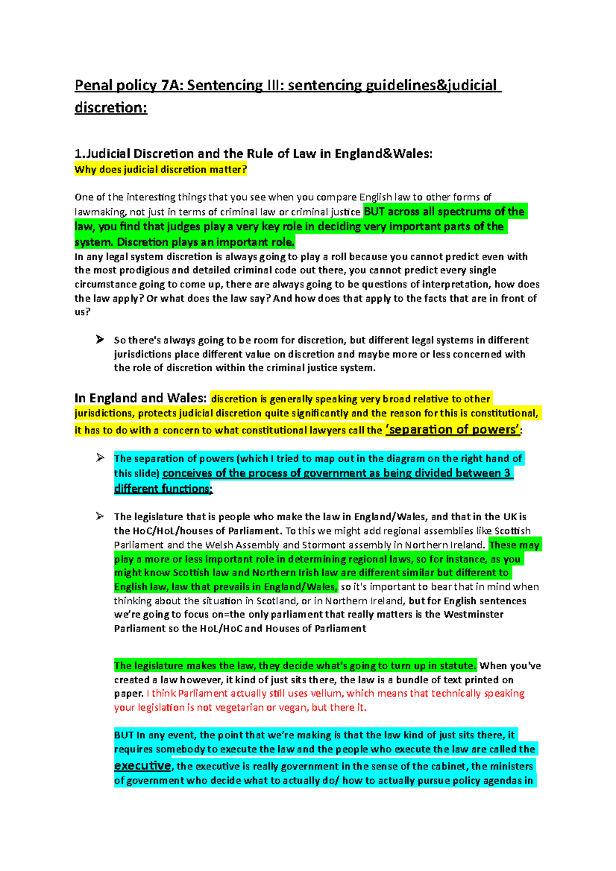 Punishment and Penal Policy lecture 7 part 1 notes - Penal policy 7A ...