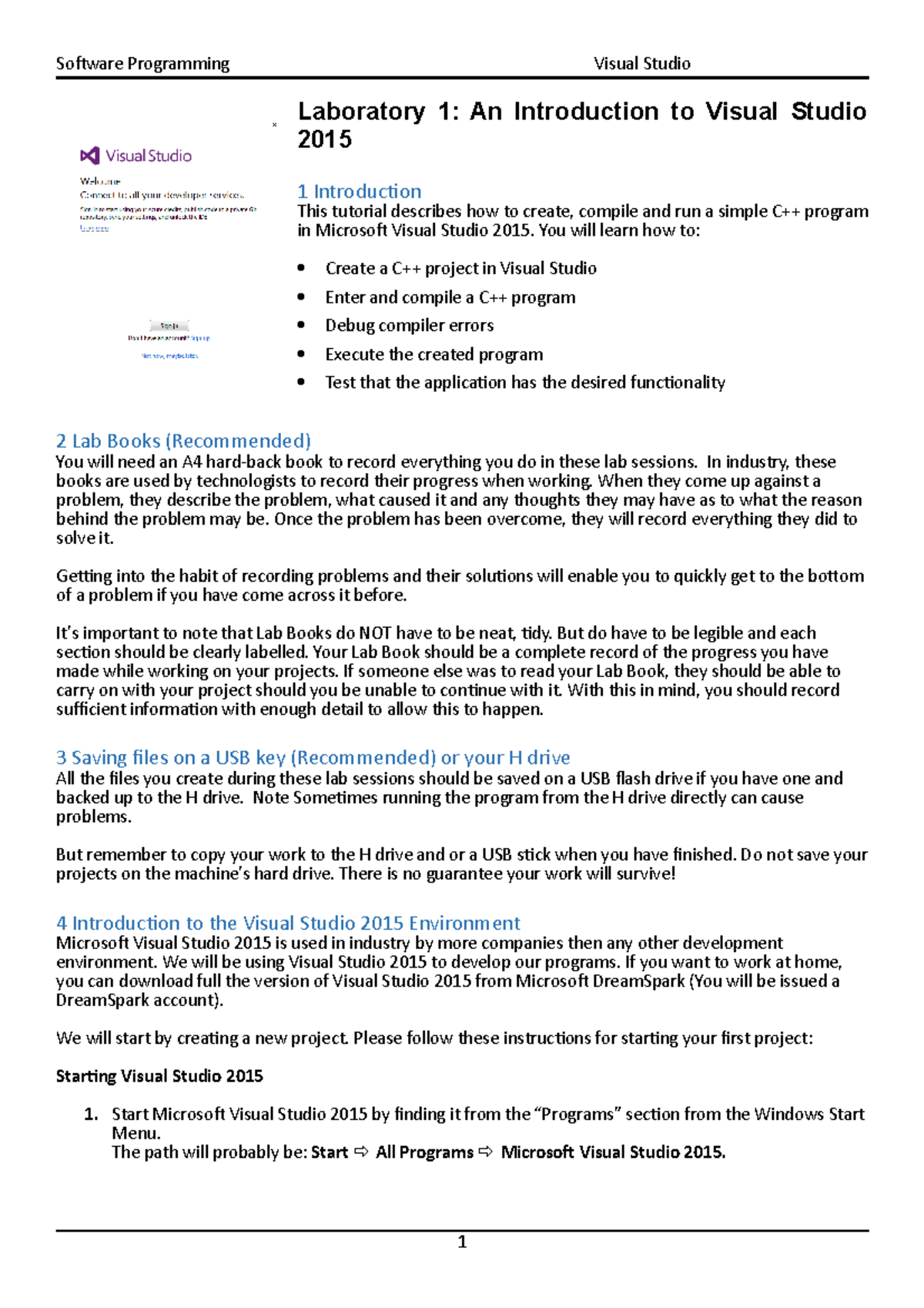 Software Programming Week 1 Intro Lab ver1 0 - Software Programming ...