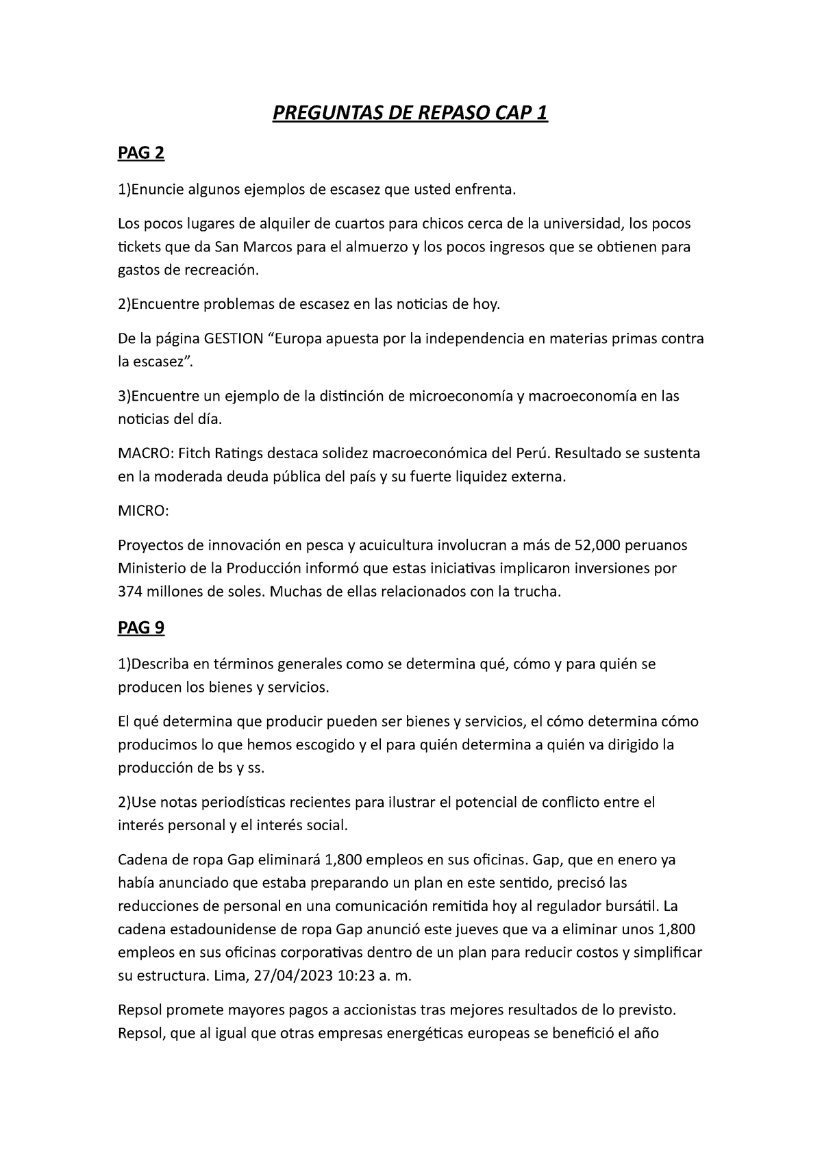 Preguntas DE Repaso CAP 1 PREGUNTAS DE REPASO CAP 1 PAG 2 1 Enuncie Algunos Ejemplos De