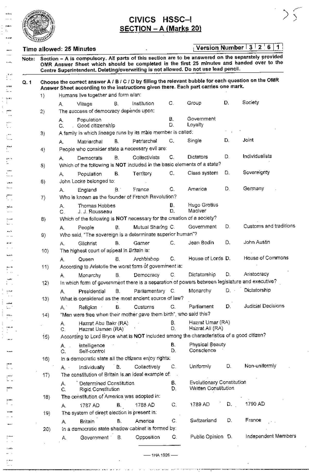 Federal board class 11 civics 2019 - Islamic Studies / Ethics (For Non ...