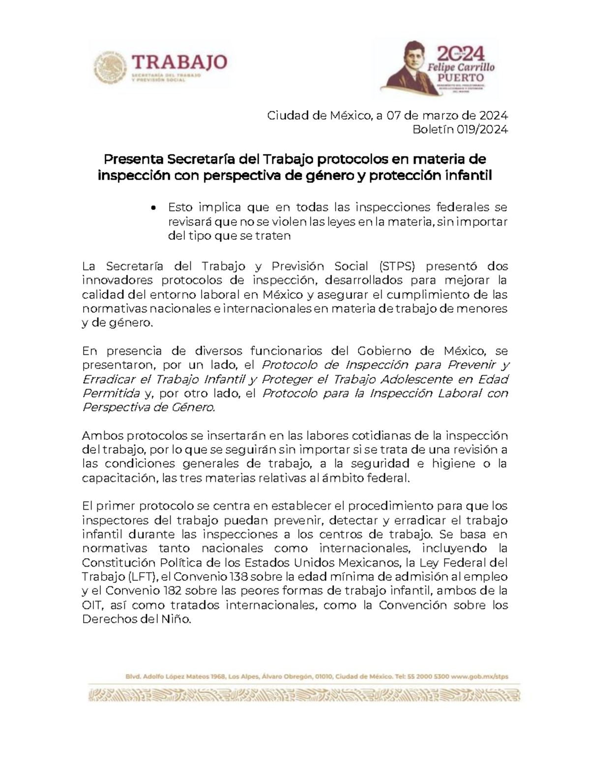 Boletin 019 Presenta La Secretar A Del Trabajo Y Previsi N Social Dos ...