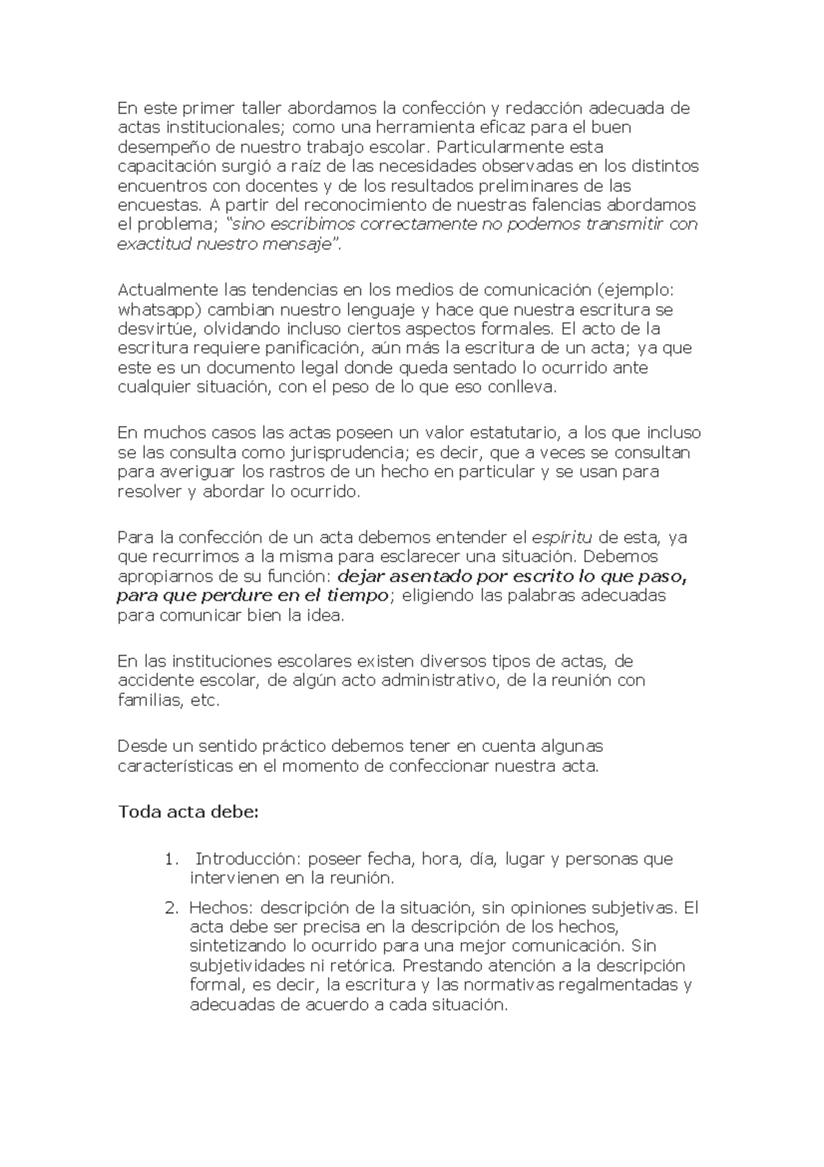 Acta Escolar Como Labrar Un Acta En Este Primer Taller Abordamos La Confección Y Redacción 5087