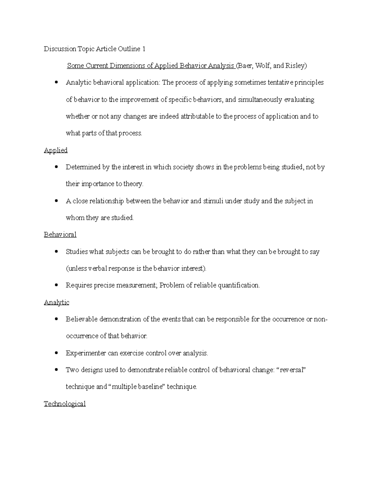 ABA article outline 1 - Discussion Topic Article Outline 1 Some Current ...