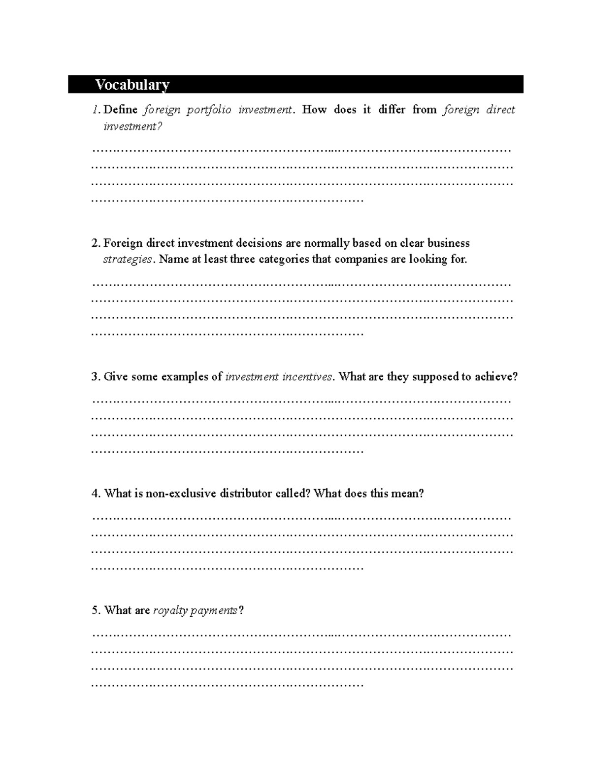 Bài tập Unit 2 new - exercise - Vocabulary Define foreign portfolio ...