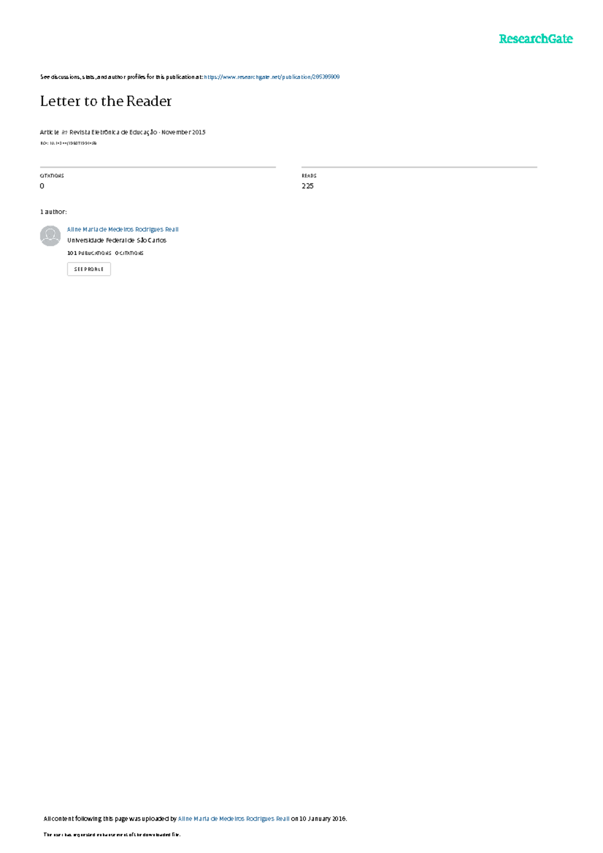 Letter to the Reader - See discussions, stats, and author profiles for ...