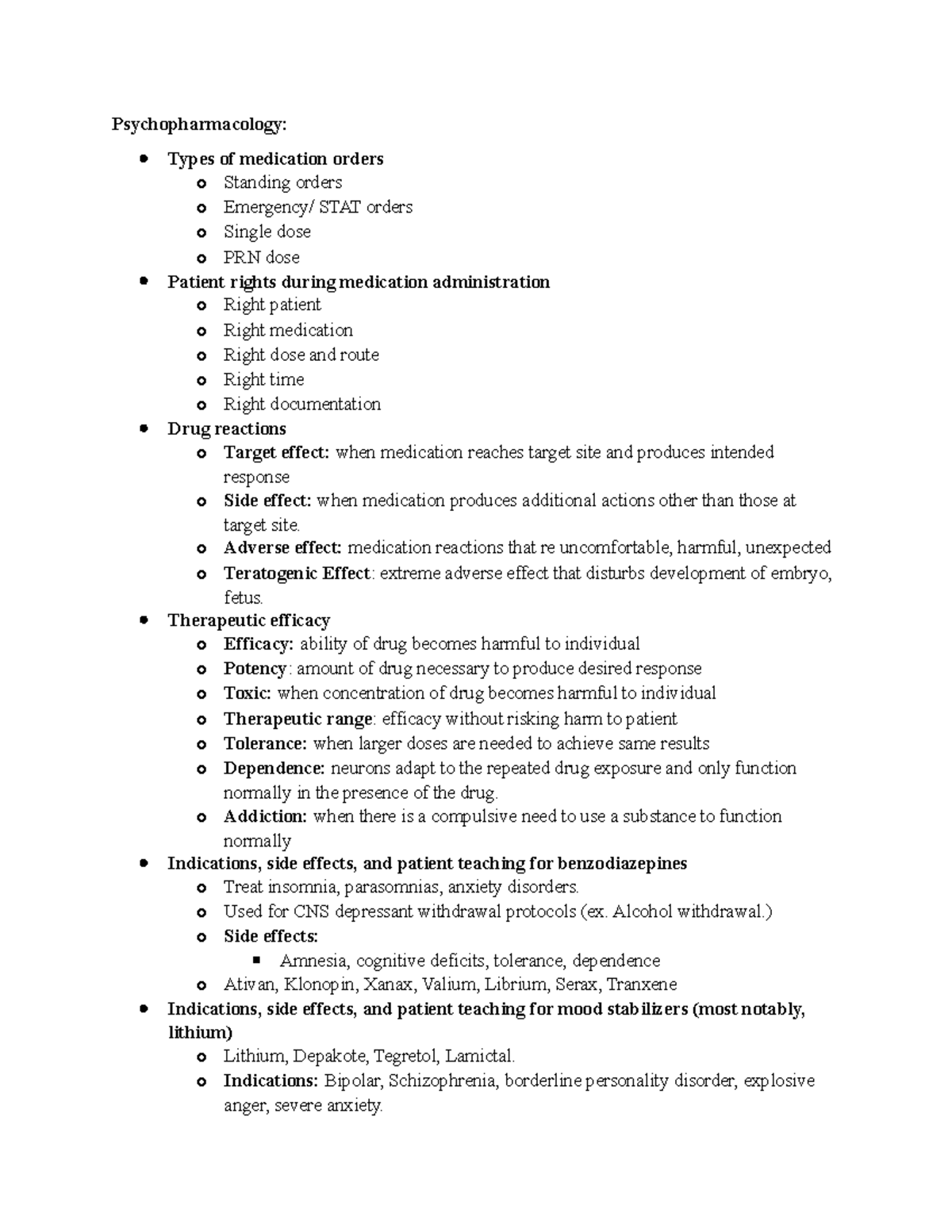 Exam 2 - Psychopharmacology study guide - Psychopharmacology: Types of ...