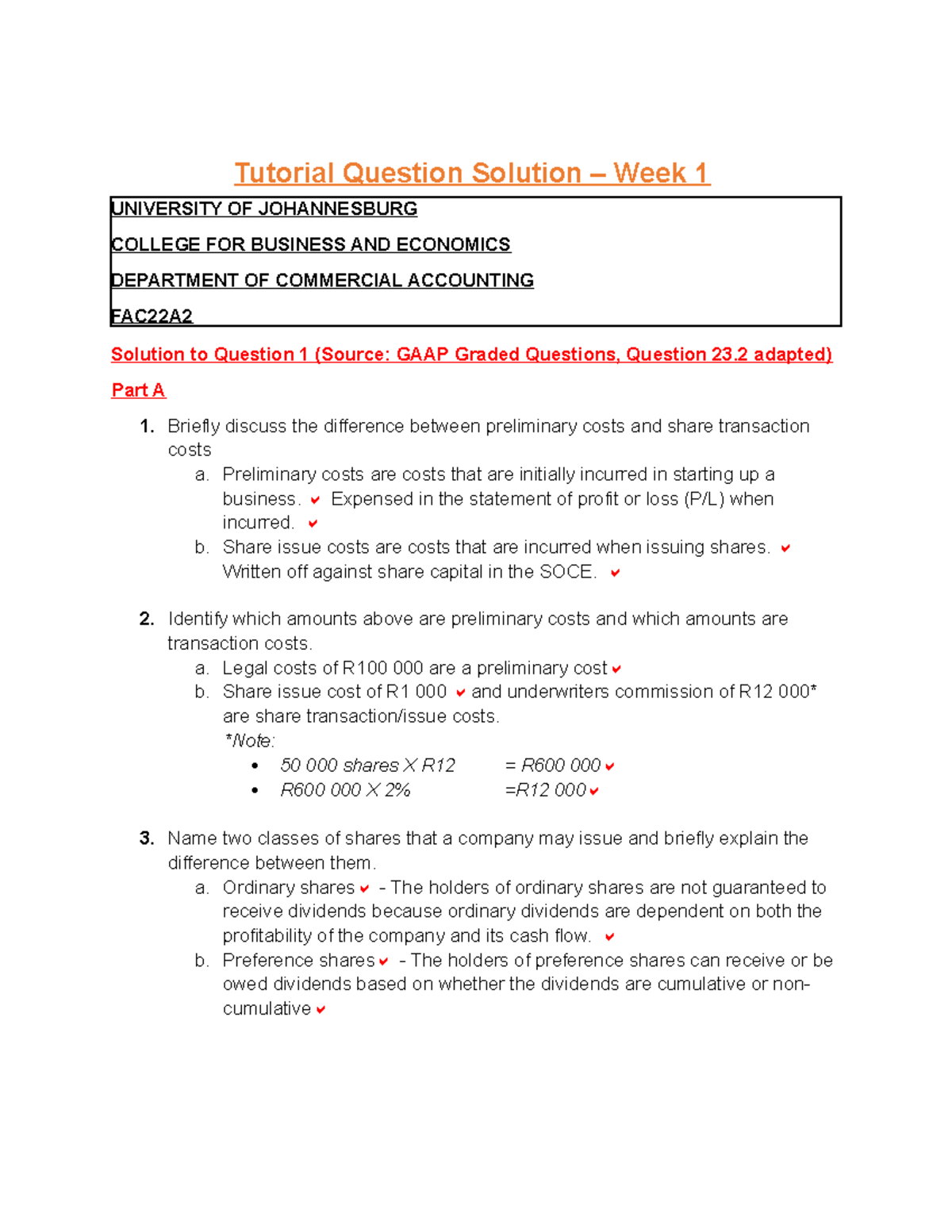 Share Transactions Tutorial Solution - Week 1 Final - Tutorial Question ...